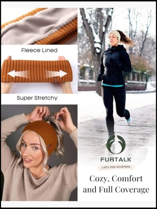 Winter Beanie Hat Scarf Glove Set Fleece Lined Double Layer Knit Touchscreen